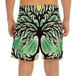 Sun And Moon Yggdrasil Print Men's Split Running Shorts