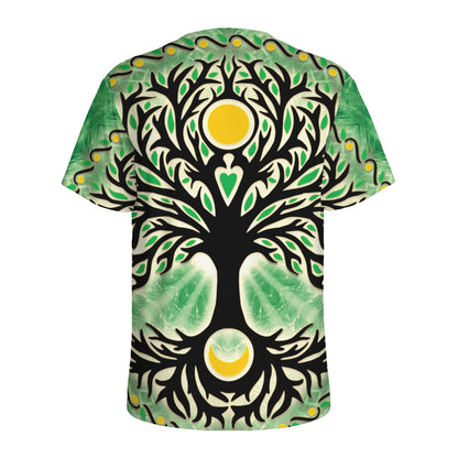 Sun And Moon Yggdrasil Print Men's Sports T-Shirt