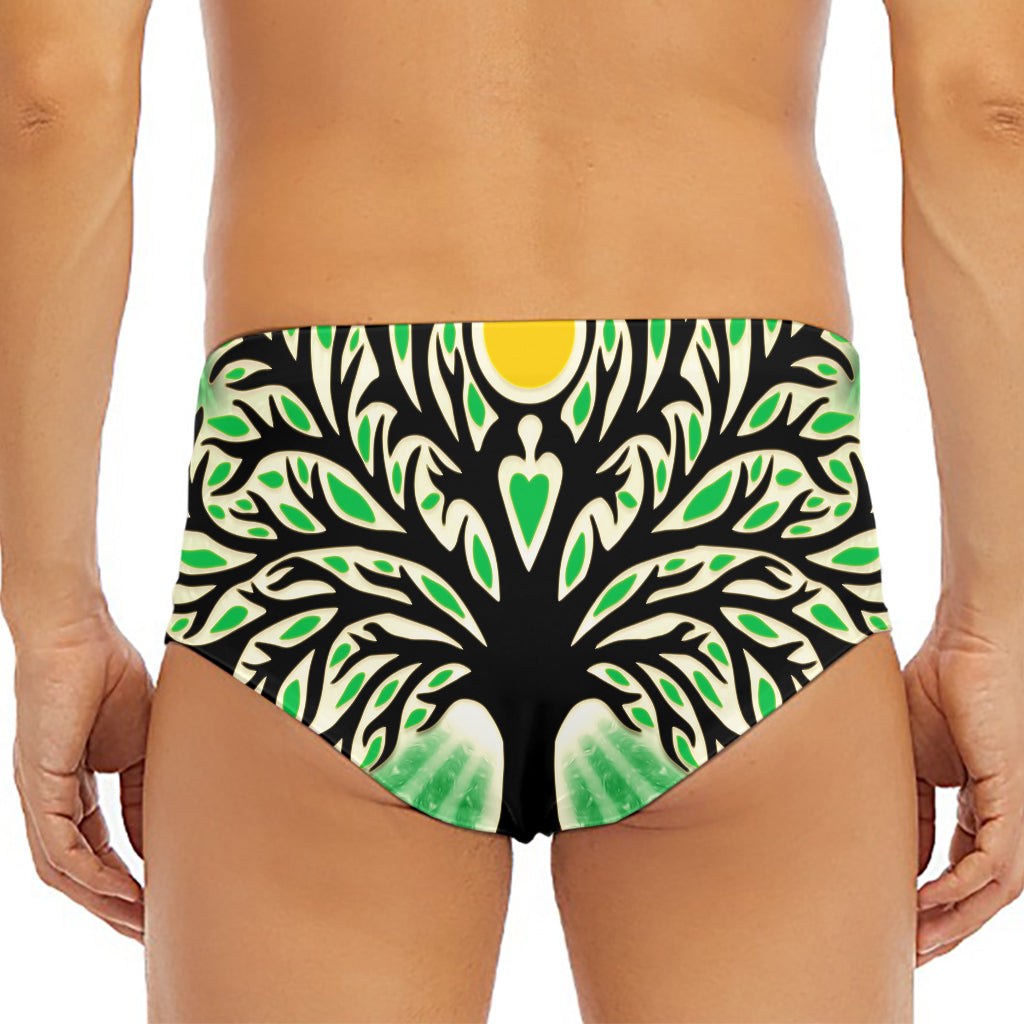 Sun And Moon Yggdrasil Print Men's Triangle Swim Briefs