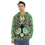 Sun And Moon Yggdrasil Print Men's Velvet Pullover Hoodie