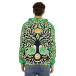 Sun And Moon Yggdrasil Print Men's Velvet Pullover Hoodie