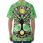 Sun And Moon Yggdrasil Print Men's Velvet T-Shirt