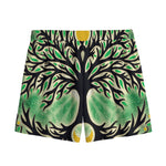 Sun And Moon Yggdrasil Print Mesh Shorts