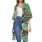 Sun And Moon Yggdrasil Print Open Front Beach Cover Up