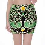 Sun And Moon Yggdrasil Print Pencil Mini Skirt