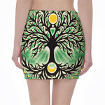 Sun And Moon Yggdrasil Print Pencil Mini Skirt