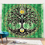 Sun And Moon Yggdrasil Print Pencil Pleat Curtains