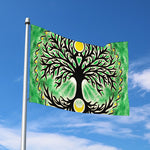 Sun And Moon Yggdrasil Print Polyester Flag