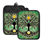Sun And Moon Yggdrasil Print Pot Holders With Pocket