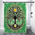 Sun And Moon Yggdrasil Print Premium Shower Curtain