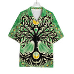 Sun And Moon Yggdrasil Print Rayon Hawaiian Shirt
