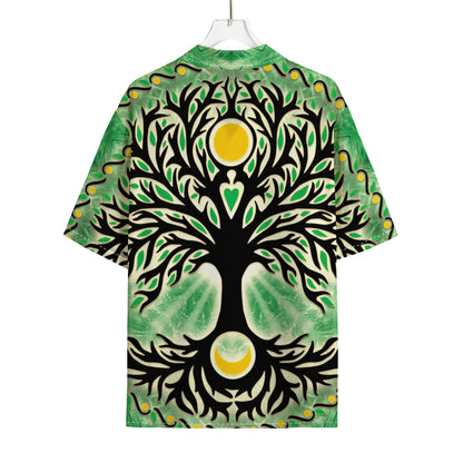 Sun And Moon Yggdrasil Print Rayon Hawaiian Shirt