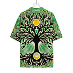 Sun And Moon Yggdrasil Print Rayon Hawaiian Shirt