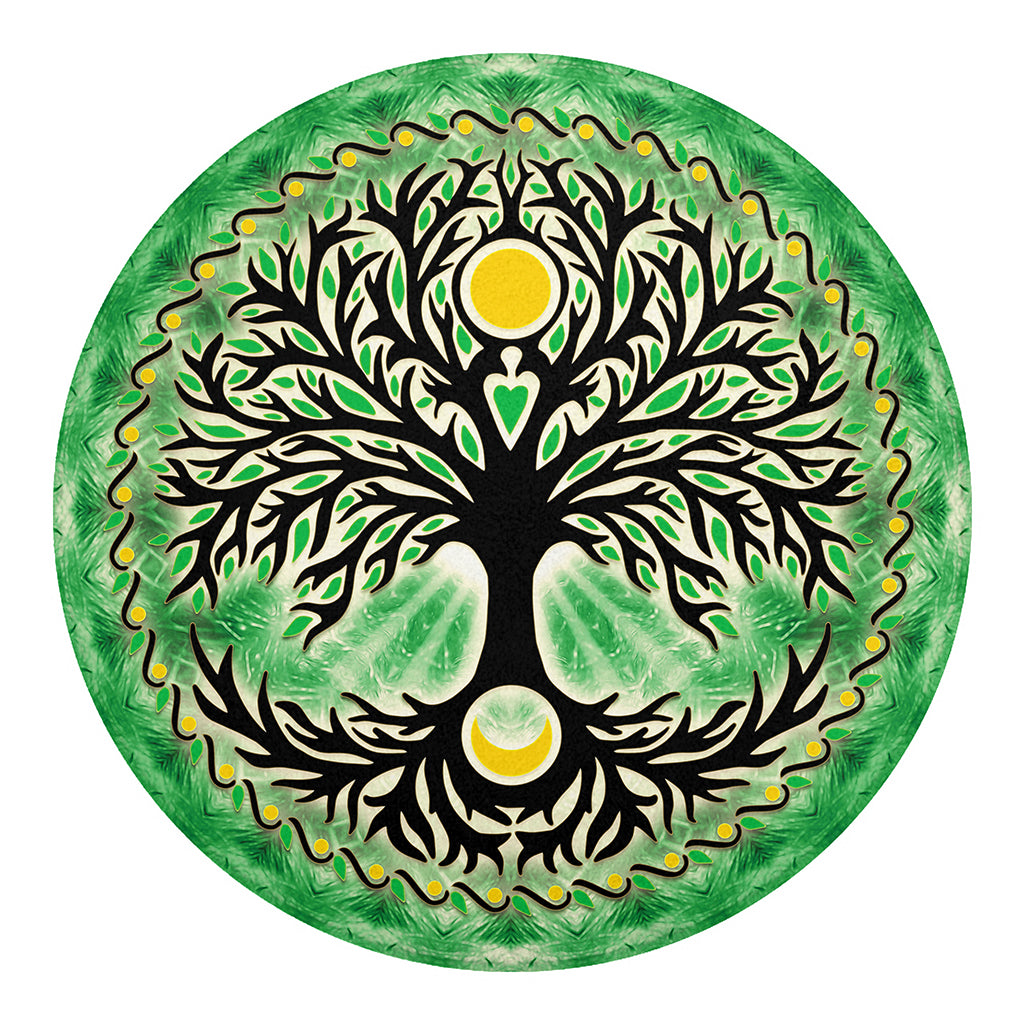 Sun And Moon Yggdrasil Print Round Blanket