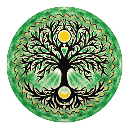 Sun And Moon Yggdrasil Print Round Blanket