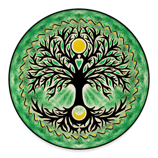 Sun And Moon Yggdrasil Print Round Floor Mat