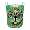 Sun And Moon Yggdrasil Print Round Laundry Basket