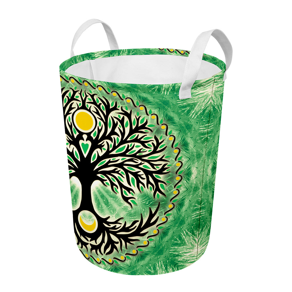 Sun And Moon Yggdrasil Print Round Laundry Basket