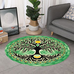 Sun And Moon Yggdrasil Print Round Rug
