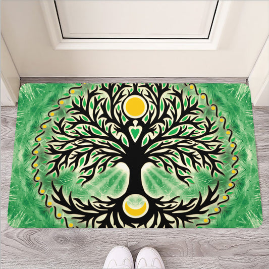Sun And Moon Yggdrasil Print Rubber Doormat
