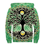 Sun And Moon Yggdrasil Print Sherpa Lined Zip Up Hoodie
