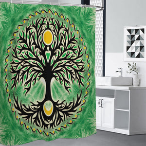 Sun And Moon Yggdrasil Print Shower Curtain