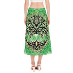 Sun And Moon Yggdrasil Print Side Slit Midi Skirt