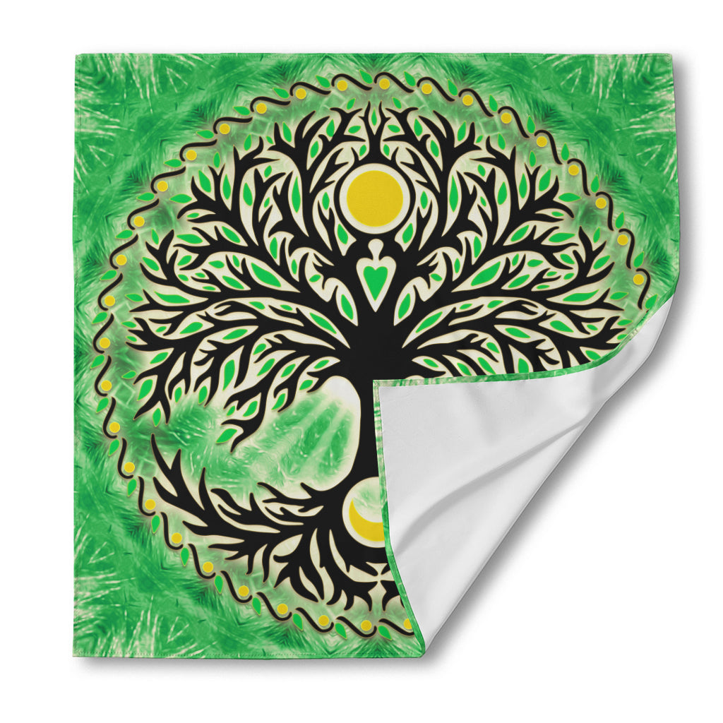 Sun And Moon Yggdrasil Print Silk Bandana