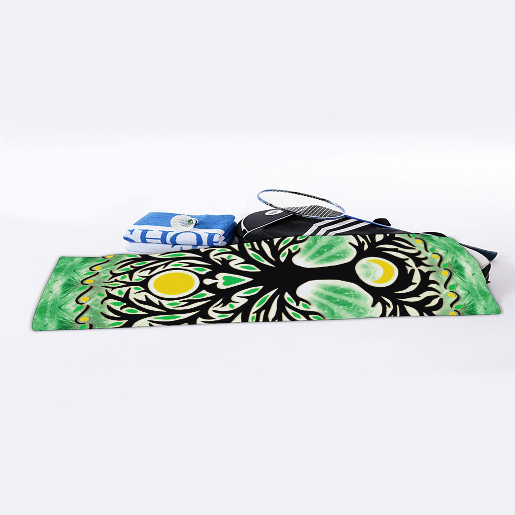Sun And Moon Yggdrasil Print Sports Towel