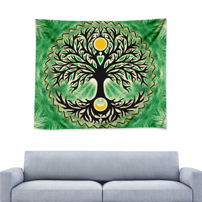 Sun And Moon Yggdrasil Print Tapestry