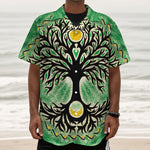 Sun And Moon Yggdrasil Print Textured Short Sleeve Shirt