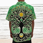 Sun And Moon Yggdrasil Print Textured Short Sleeve Shirt