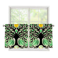 Sun And Moon Yggdrasil Print Tier Curtains