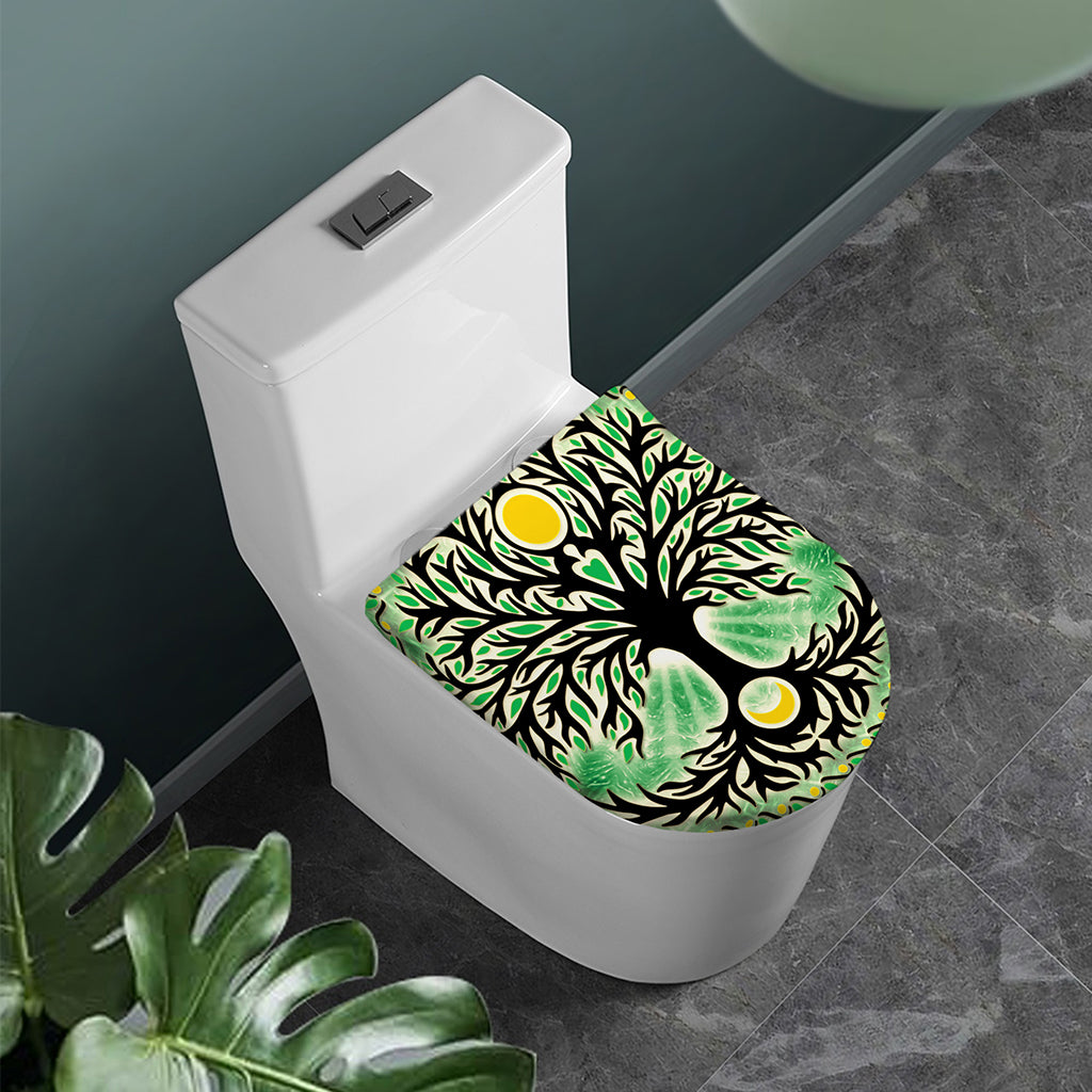 Sun And Moon Yggdrasil Print Toilet Lid Cover