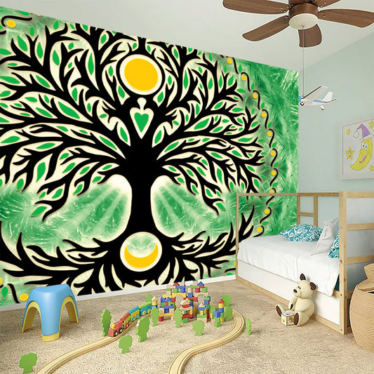 Sun And Moon Yggdrasil Print Wall Sticker