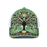 Sun And Moon Yggdrasil Print White Mesh Trucker Cap
