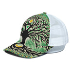 Sun And Moon Yggdrasil Print White Mesh Trucker Cap