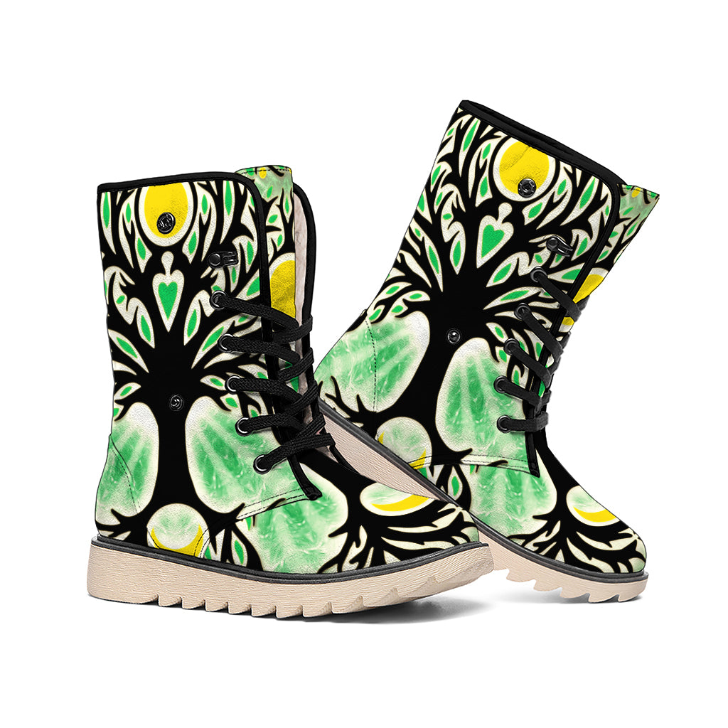 Sun And Moon Yggdrasil Print Winter Boots