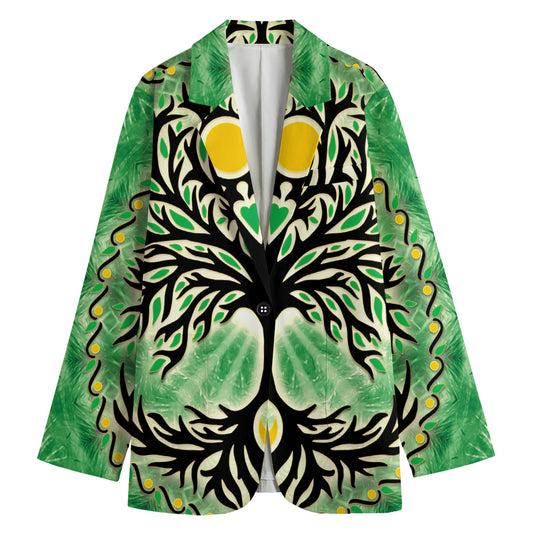 Sun And Moon Yggdrasil Print Women's Blazer