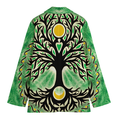 Sun And Moon Yggdrasil Print Women's Blazer