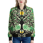 Sun And Moon Yggdrasil Print Women's Bomber Jacket