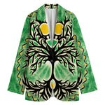 Sun And Moon Yggdrasil Print Women's Cotton Blazer