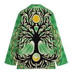 Sun And Moon Yggdrasil Print Women's Cotton Blazer