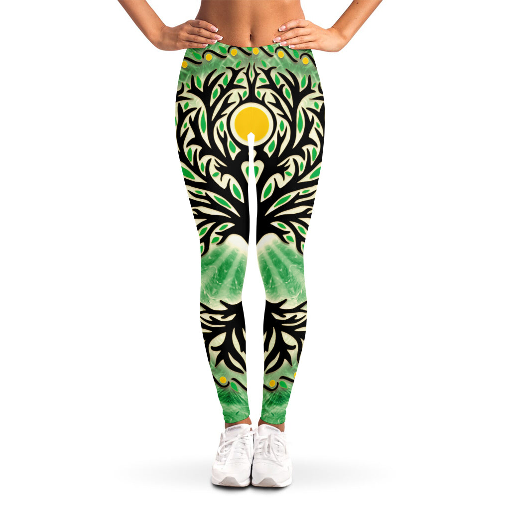 Sun And Moon Yggdrasil Print Women's Leggings