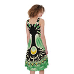 Sun And Moon Yggdrasil Print Women's Sleeveless Dress