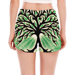 Sun And Moon Yggdrasil Print Women's Split Running Shorts