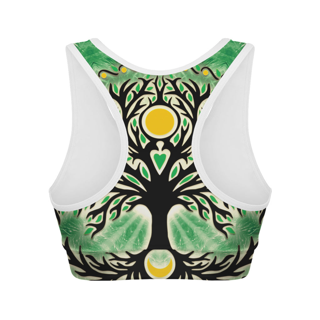 Sun And Moon Yggdrasil Print Women's Sports Bra