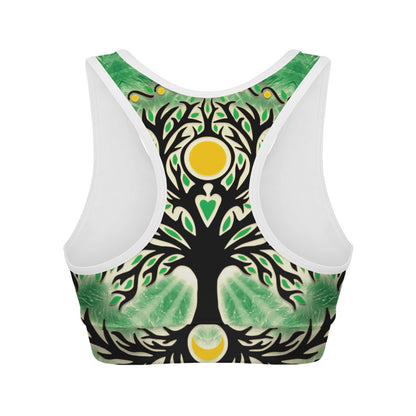 Sun And Moon Yggdrasil Print Women's Sports Bra
