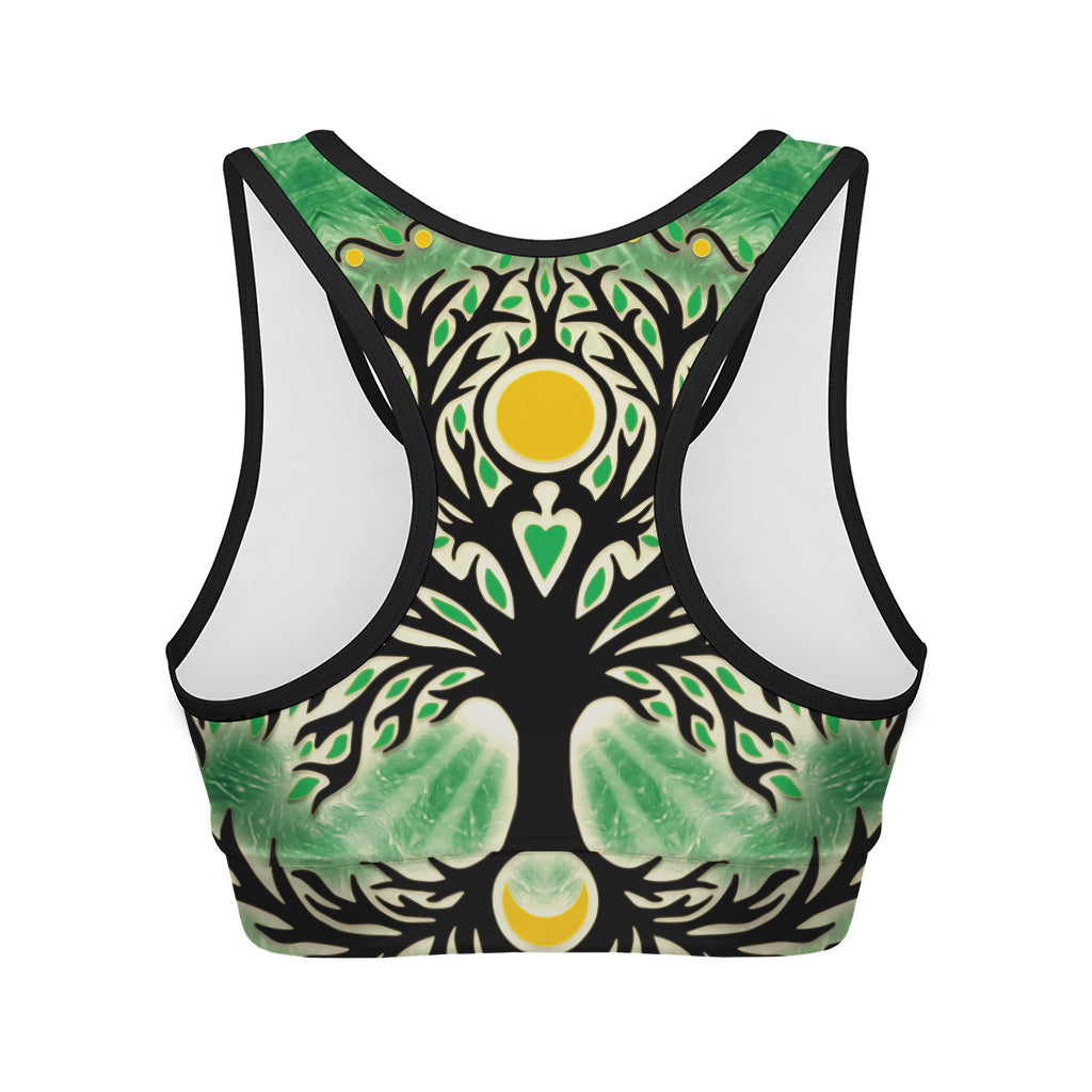Sun And Moon Yggdrasil Print Women's Sports Bra