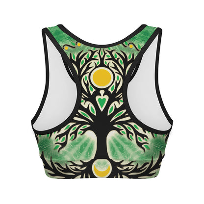 Sun And Moon Yggdrasil Print Women's Sports Bra